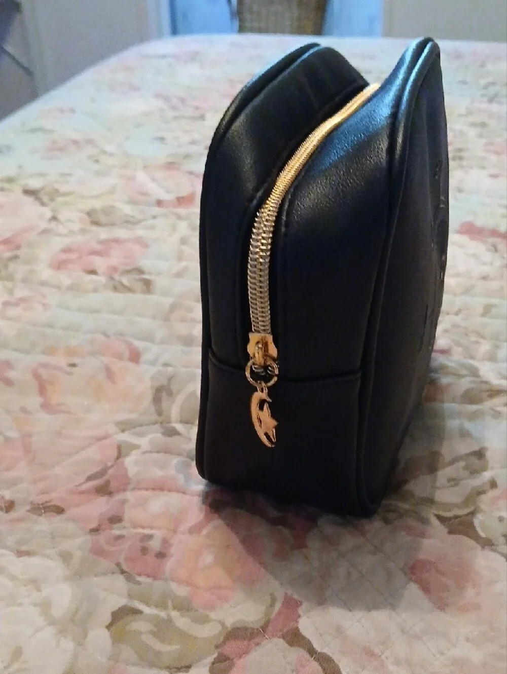 ipsy Black Cosmetic Pouch with Gold Beauty Motif